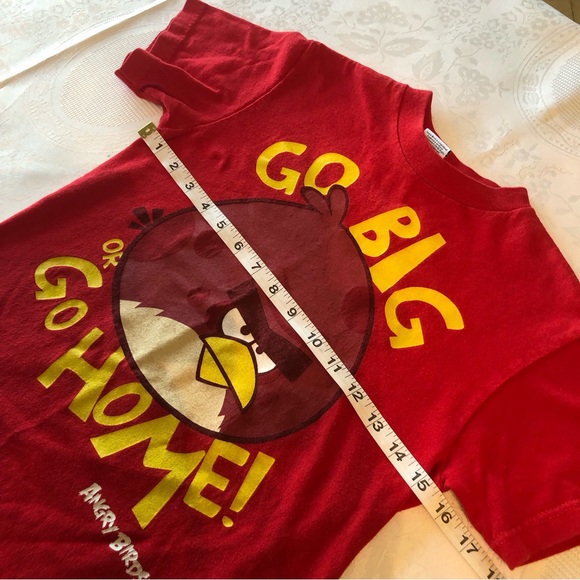 Angry Birds Boys Size S Red T-Shirt Short Sleeves Go Big Or Go Home Graphics - Picture 5 of 13